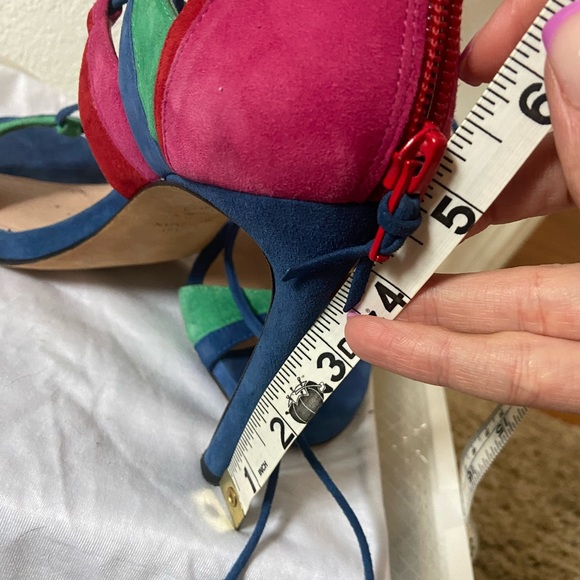 RARE Stuart Weitzman lace up colorblock heels - Picture 2 of 7